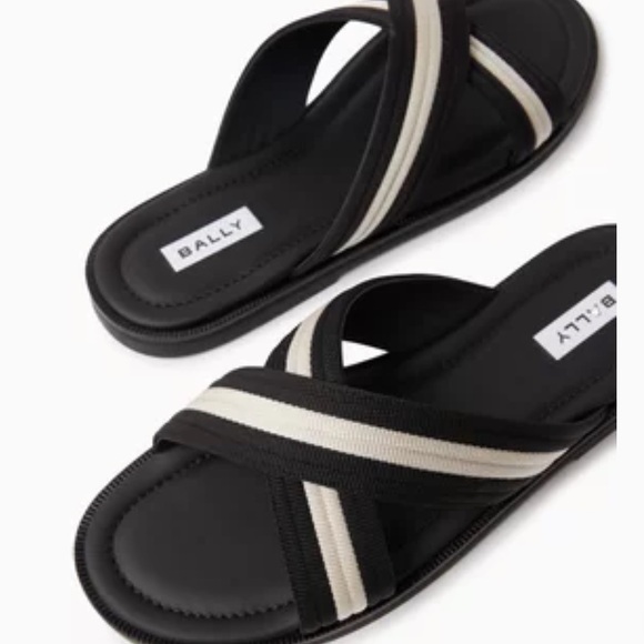 Bally mens Black and Cream Sandals - Picture 1 of 4